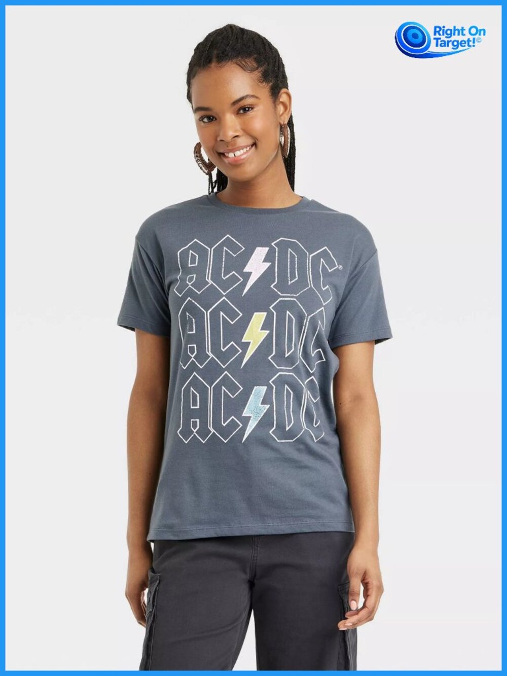 Medium - Womens AC/DC Short Sleeve Graphic T-Shirt - Gray